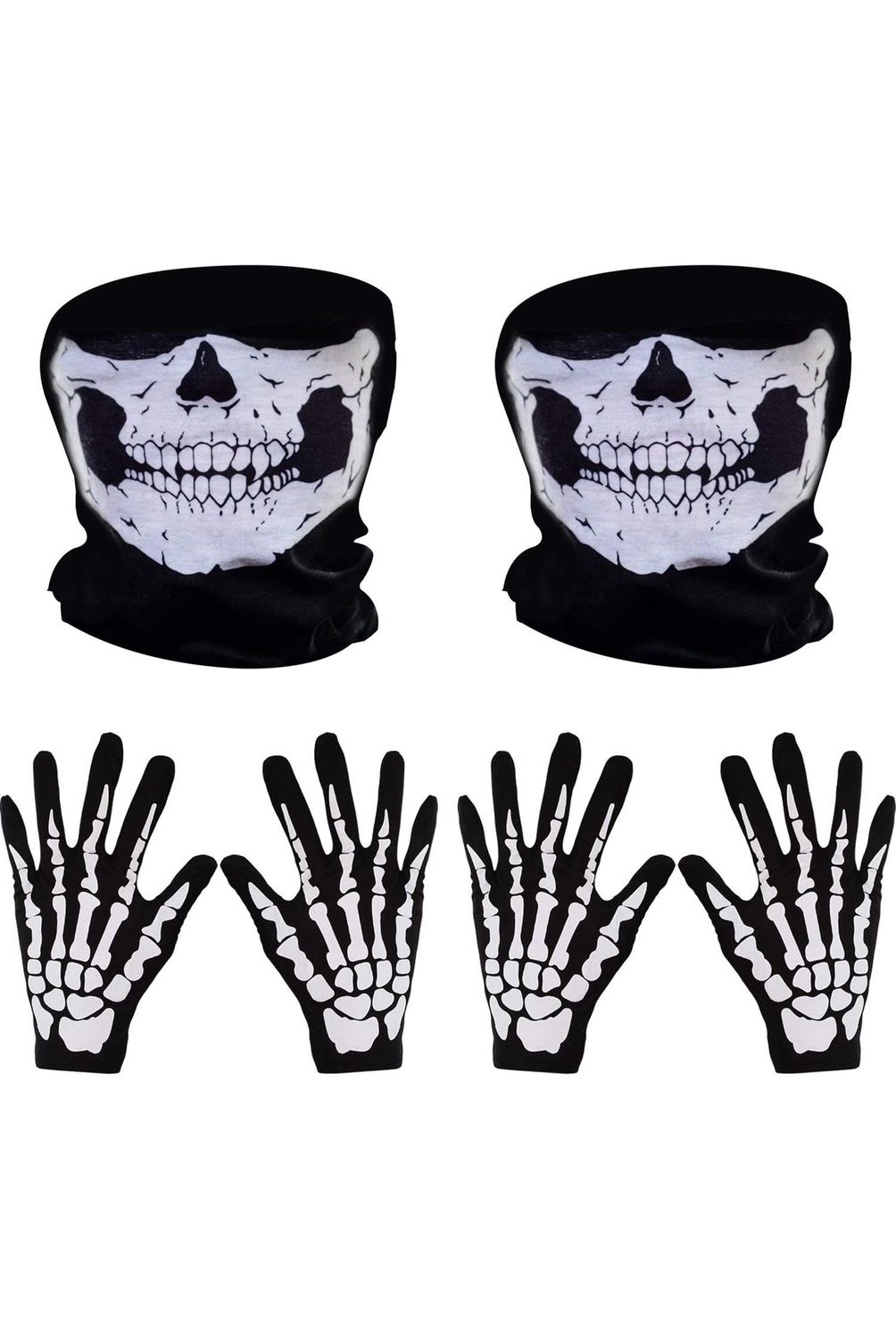 Set De Guantes De Esqueleto Y Máscara De Calavera Para Halloween, Algodón Elástico Y Transpirable, Un Talla