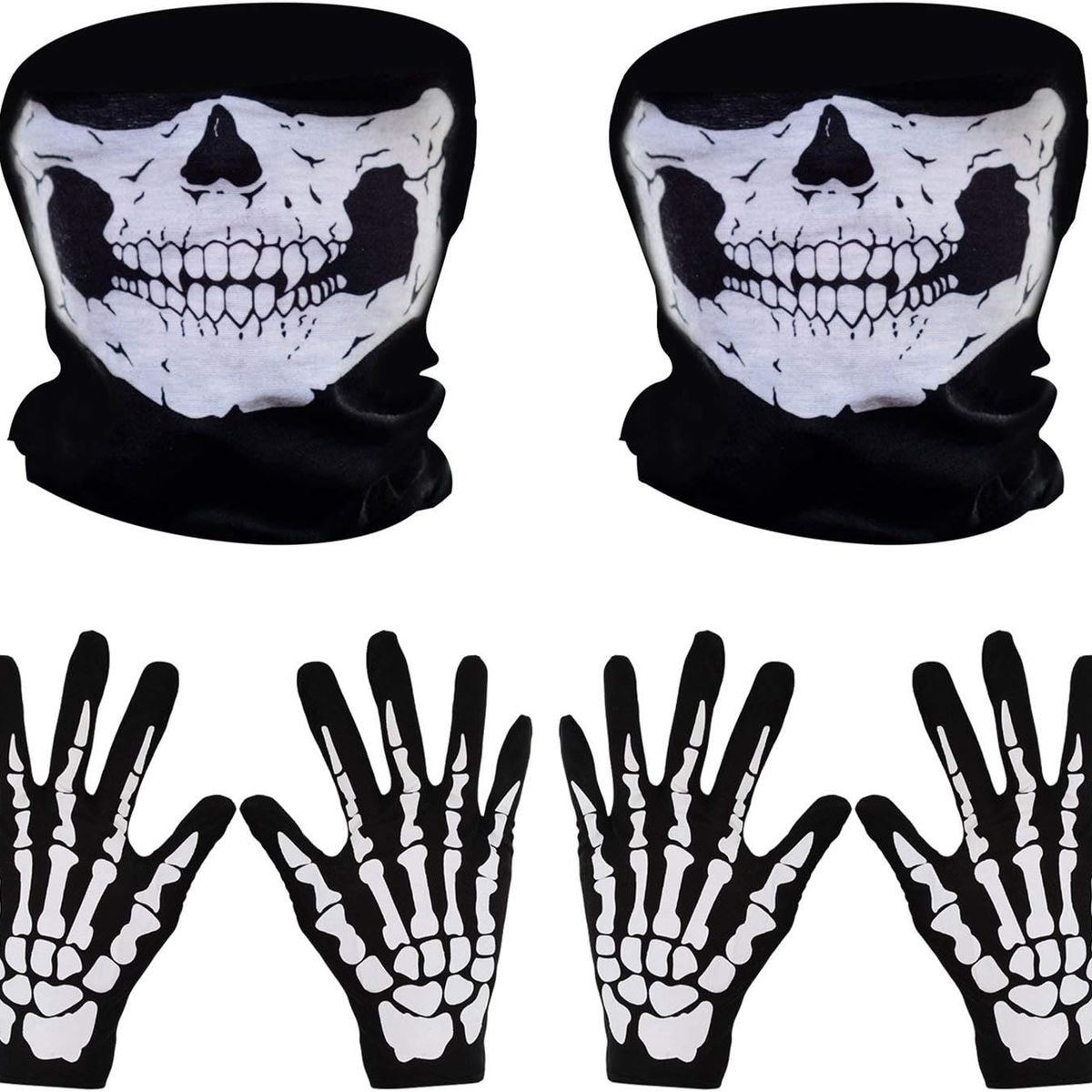 KUANGYE - Guantes Huesos Con Media Máscara Calavera Halloween