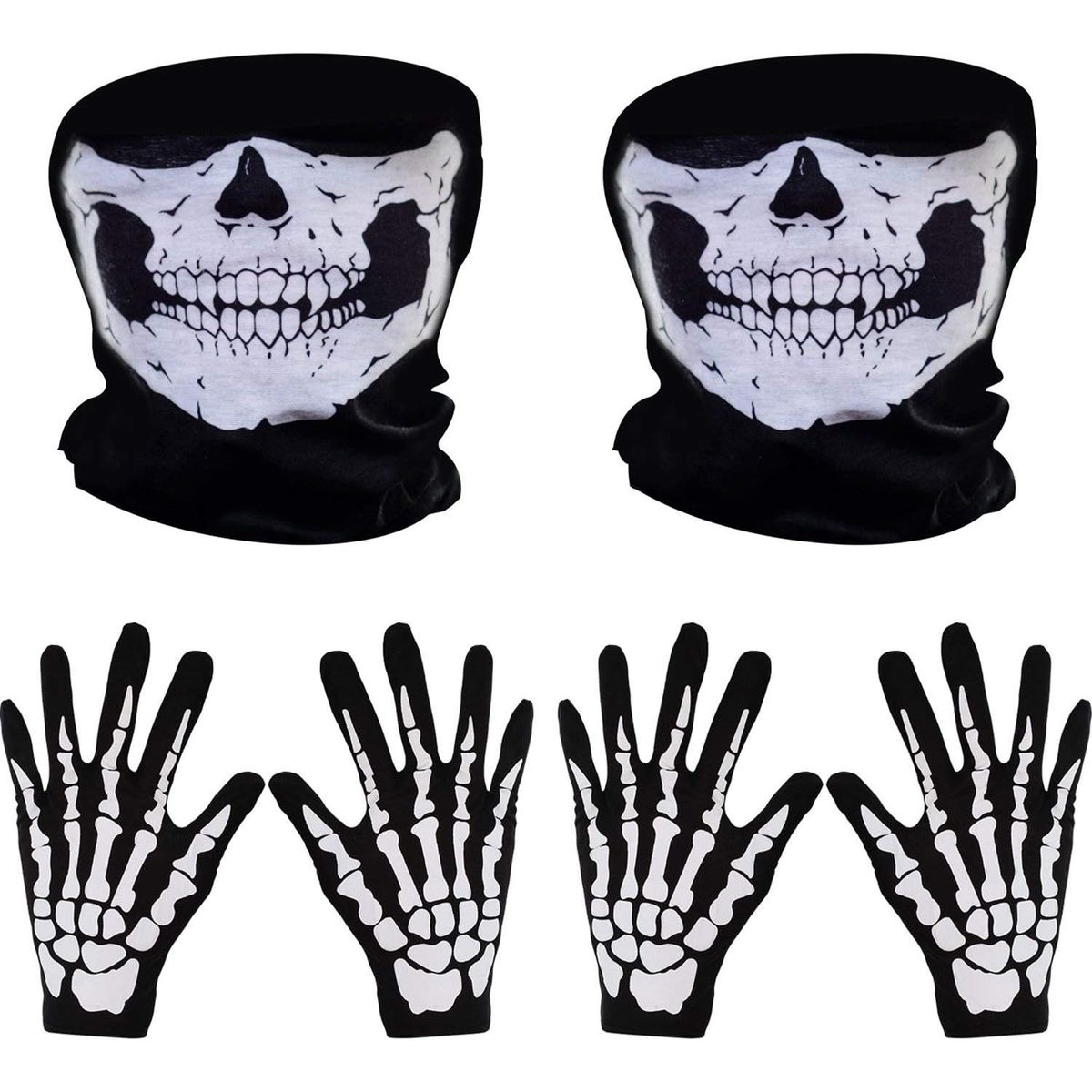 KUANGYE - Guantes Huesos Con Media Máscara Calavera Halloween