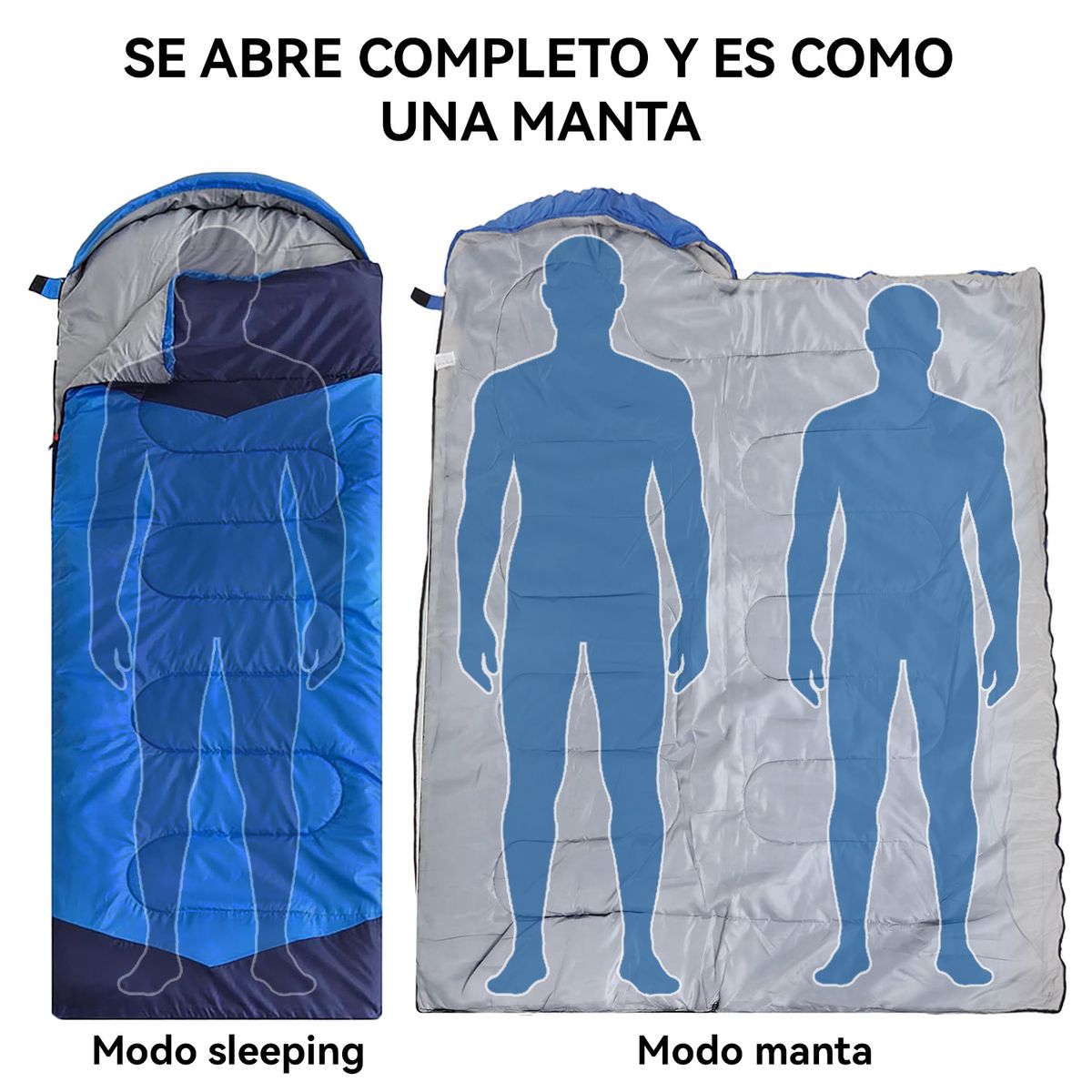 ELEMENT DESIGN - Saco De Dormir Impermeable Con Gorro 15℃-30℃ 1300g Azul