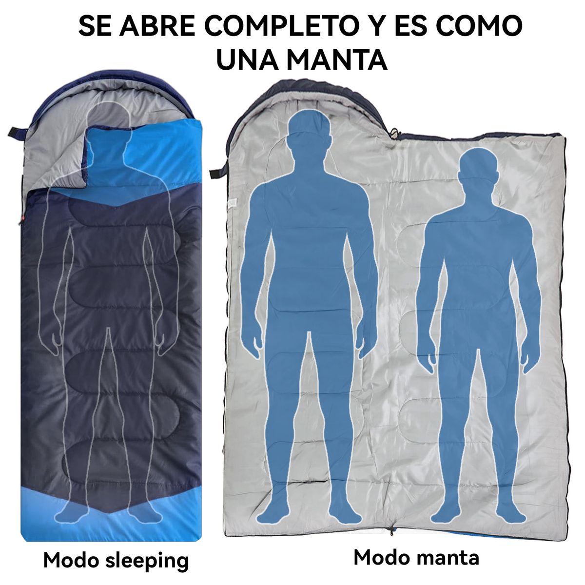 ELEMENT DESIGN - Saco De Dormir 0℃-20℃ Termico 1800g Azul marino Camping Con Gorro