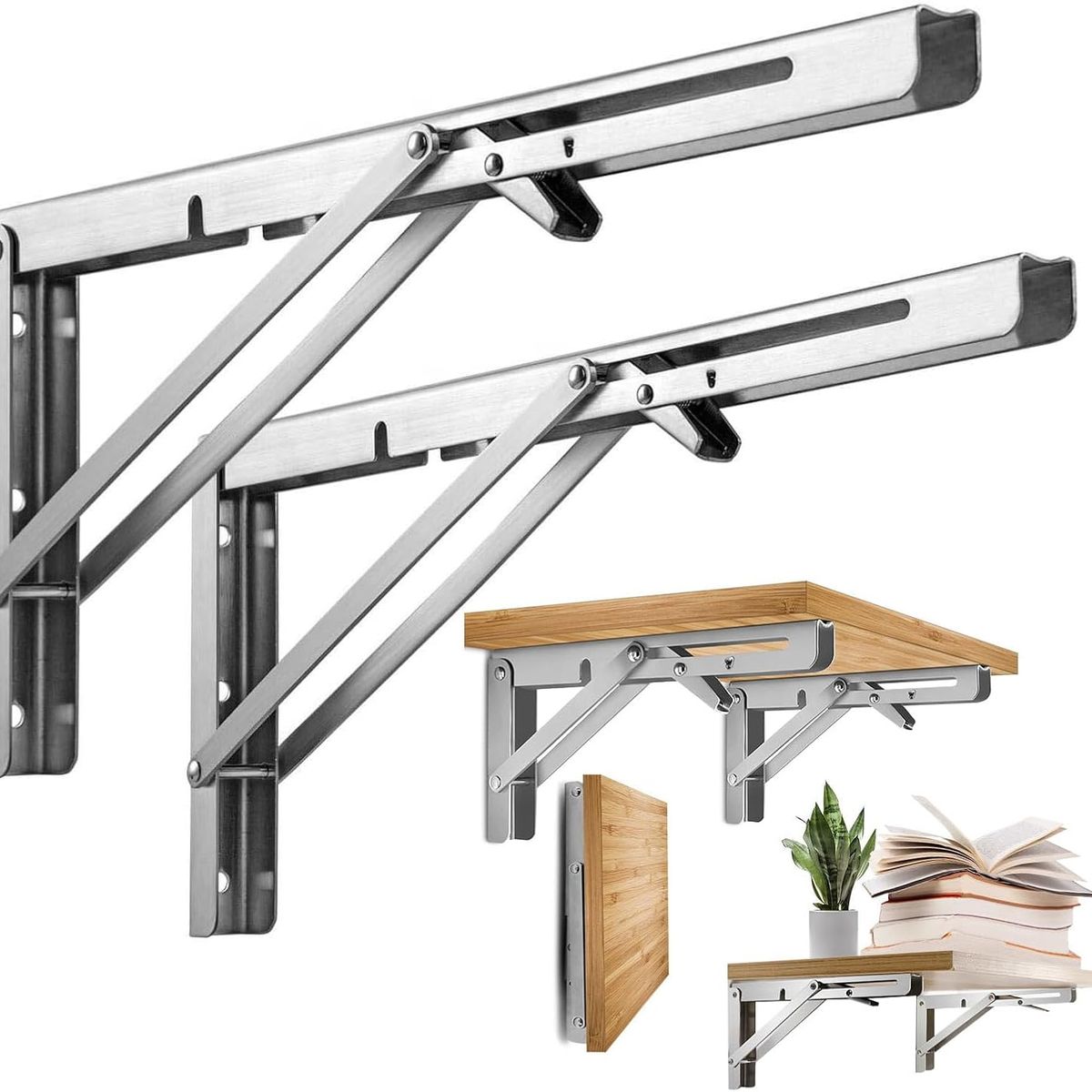 EINICIO - 2pcs Soporte Plegable De Acero Inoxidable Carga Máxima De 150kg