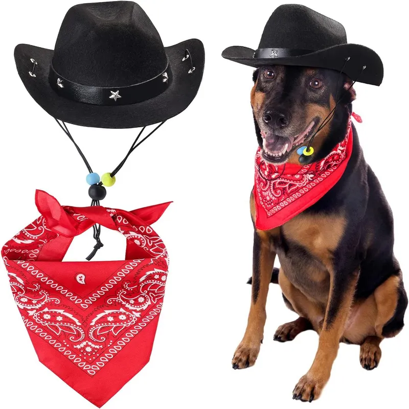 WELDMON - Disfraz de vaquero para mascotas Negro