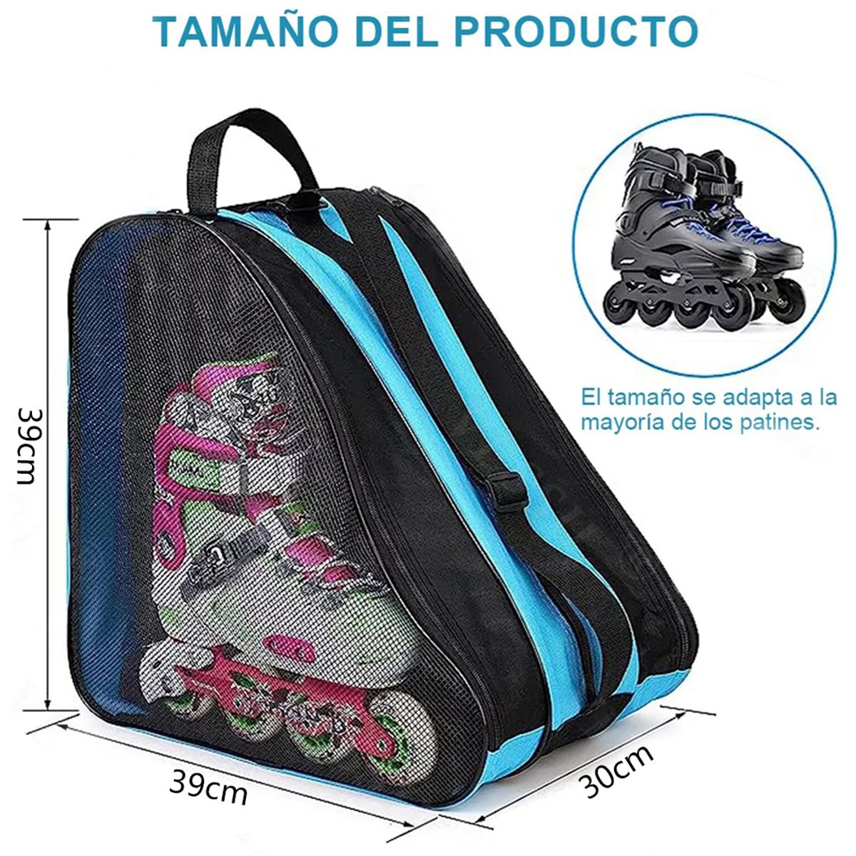 KINDA NICE - Mochila Bolso De Tres Niveles Para Organizar Patines Rosa