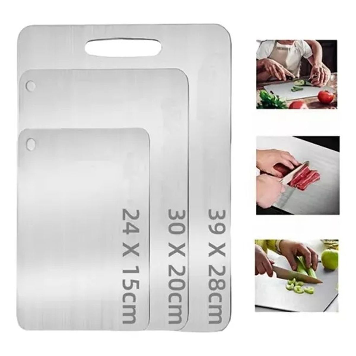 TNAKIEX - Tablas De Picar Alimento De Cocina Acero Inoxidable 3pzs