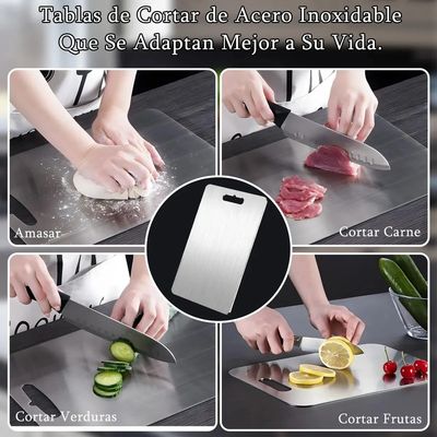 Imagen 2 del producto Tablas De Picar Alimento De Cocina Acero Inoxidable 3pzs