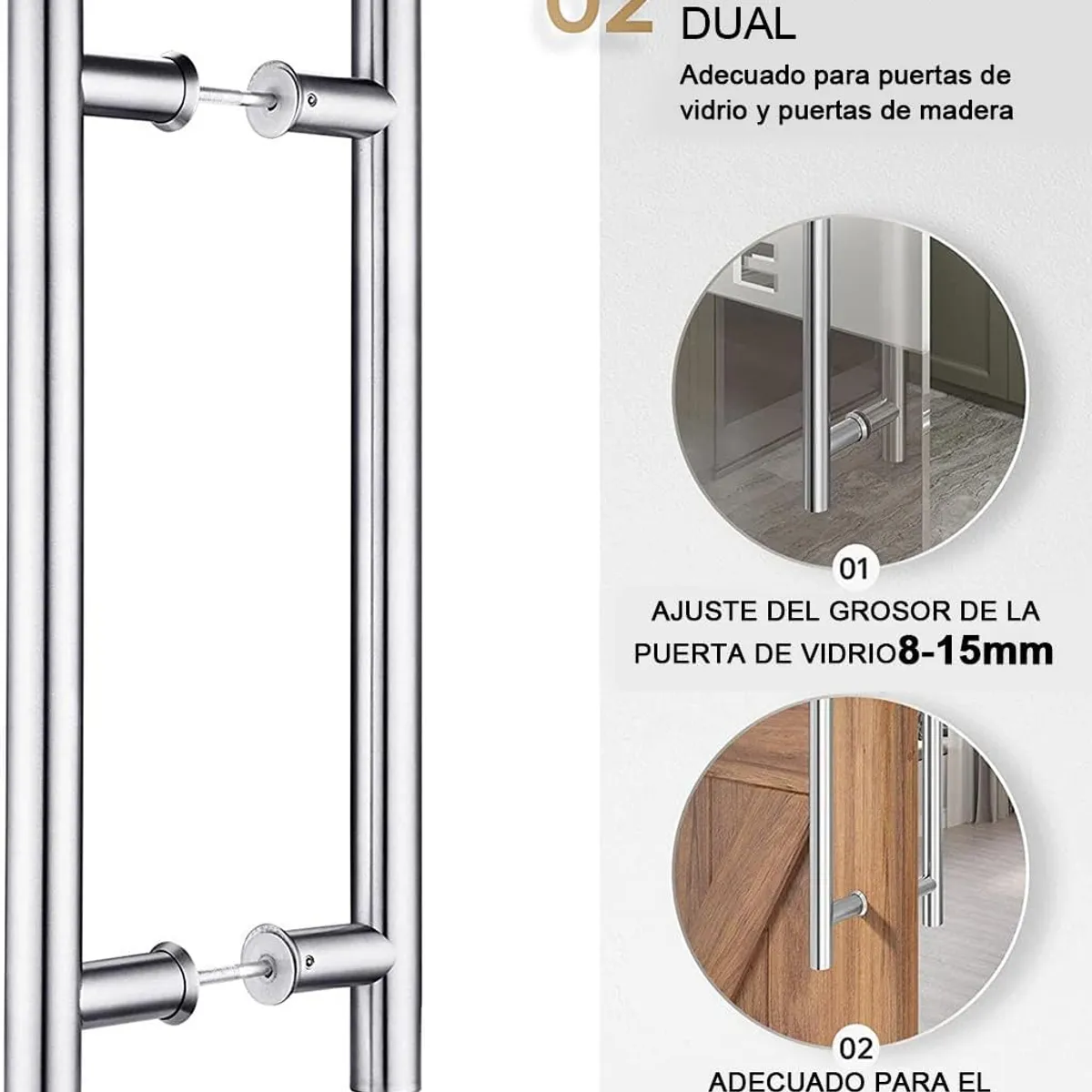 KUANGYE - Manillon Puerta Acero Inoxidable 50cm Toda Clase De Puerta Plateado