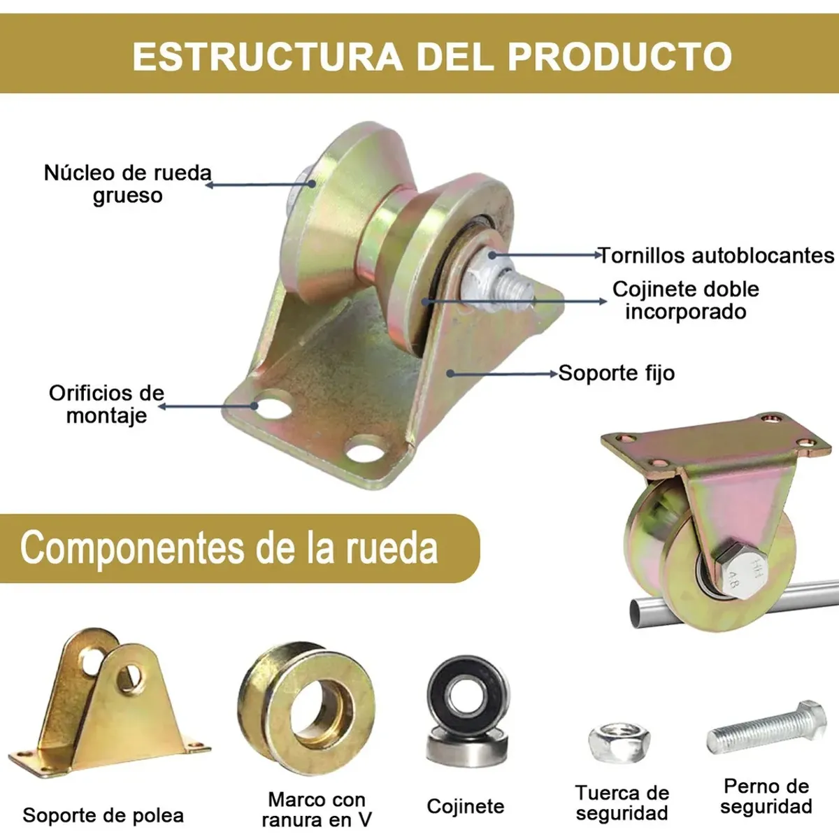 4 Ruedas Con Ranura En V Para Ruedas De Puertas Correderas, marca KUANGYE - Foto 2
