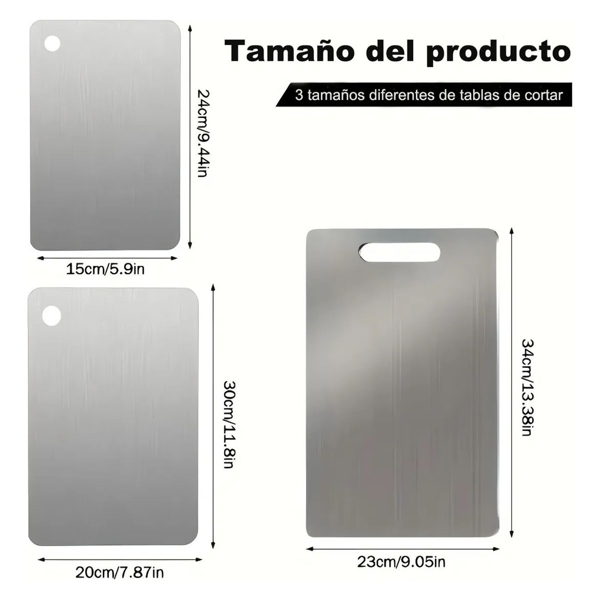 TNAKIEX - 3 Tablas De Cocina De Acero Inoxidable Para Picar Alimentos