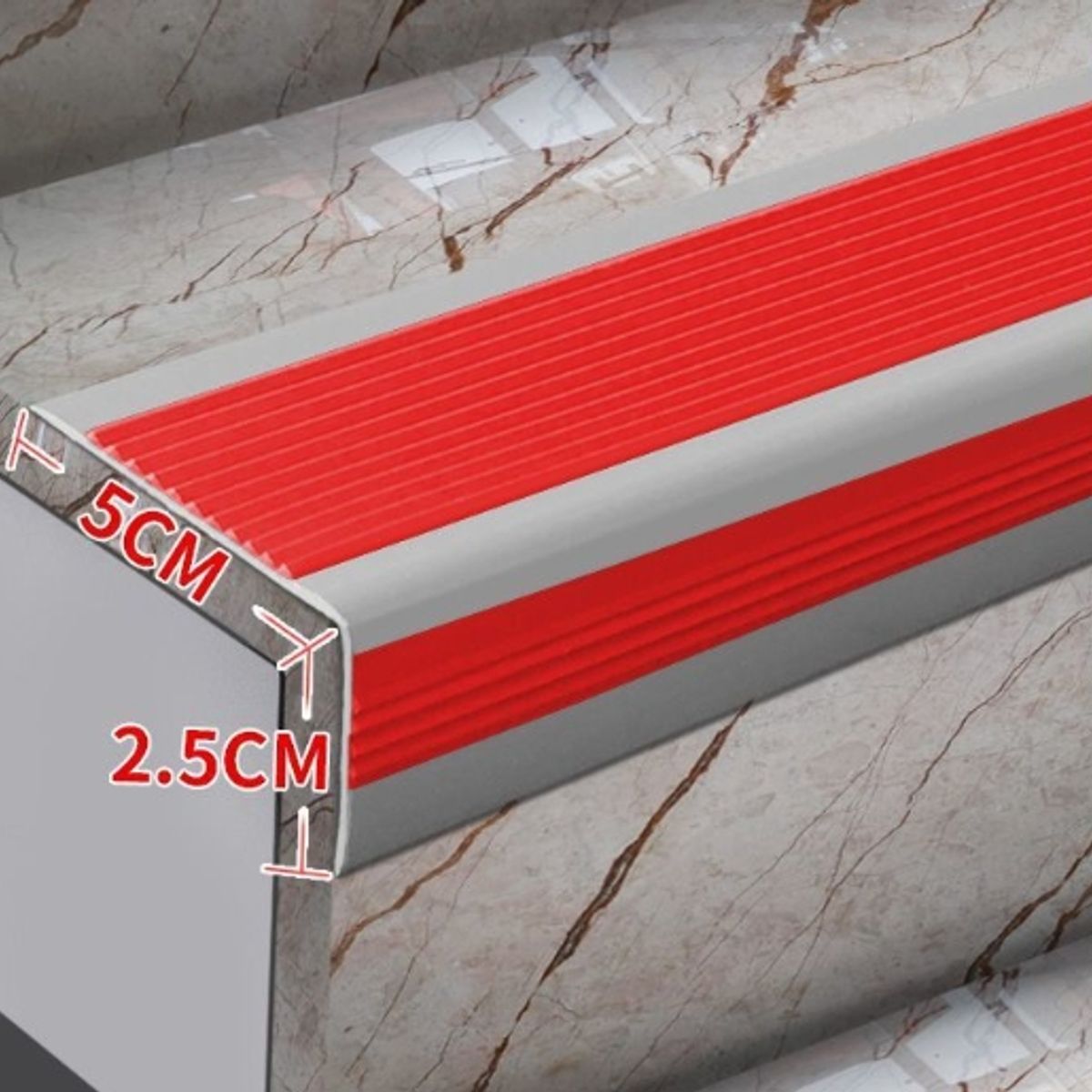KINDA NICE - Tiras Antideslizantes De Goma 3m Para Escaleras rojo  Gris