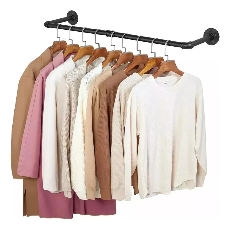 TNAKIEX - 92cm Perchero De Pared Estante De Metal Para Ropa Multiusos