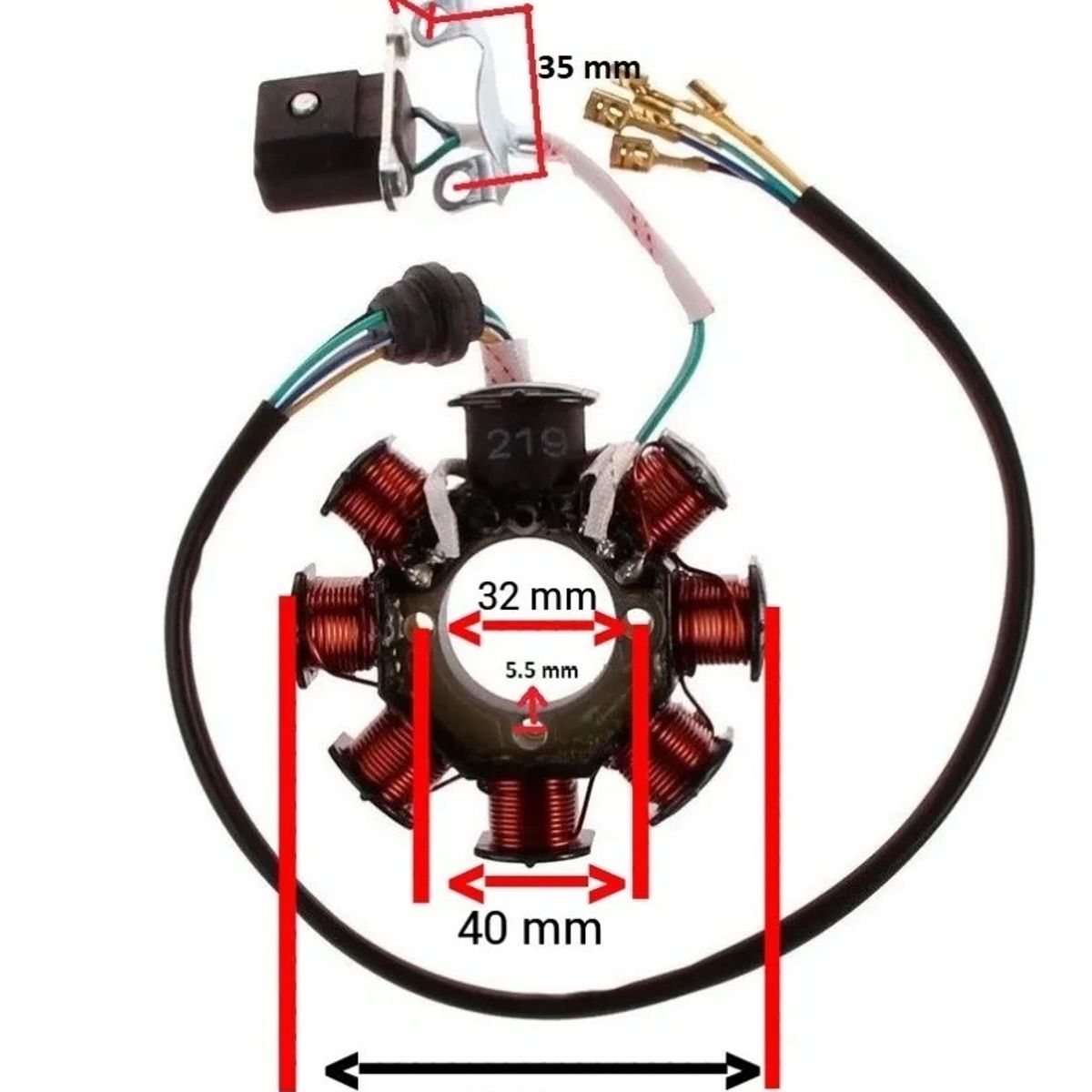 KUANGYE - Bobina Estator Motocicleta 8 Bobinas Para Cg 125-150-250