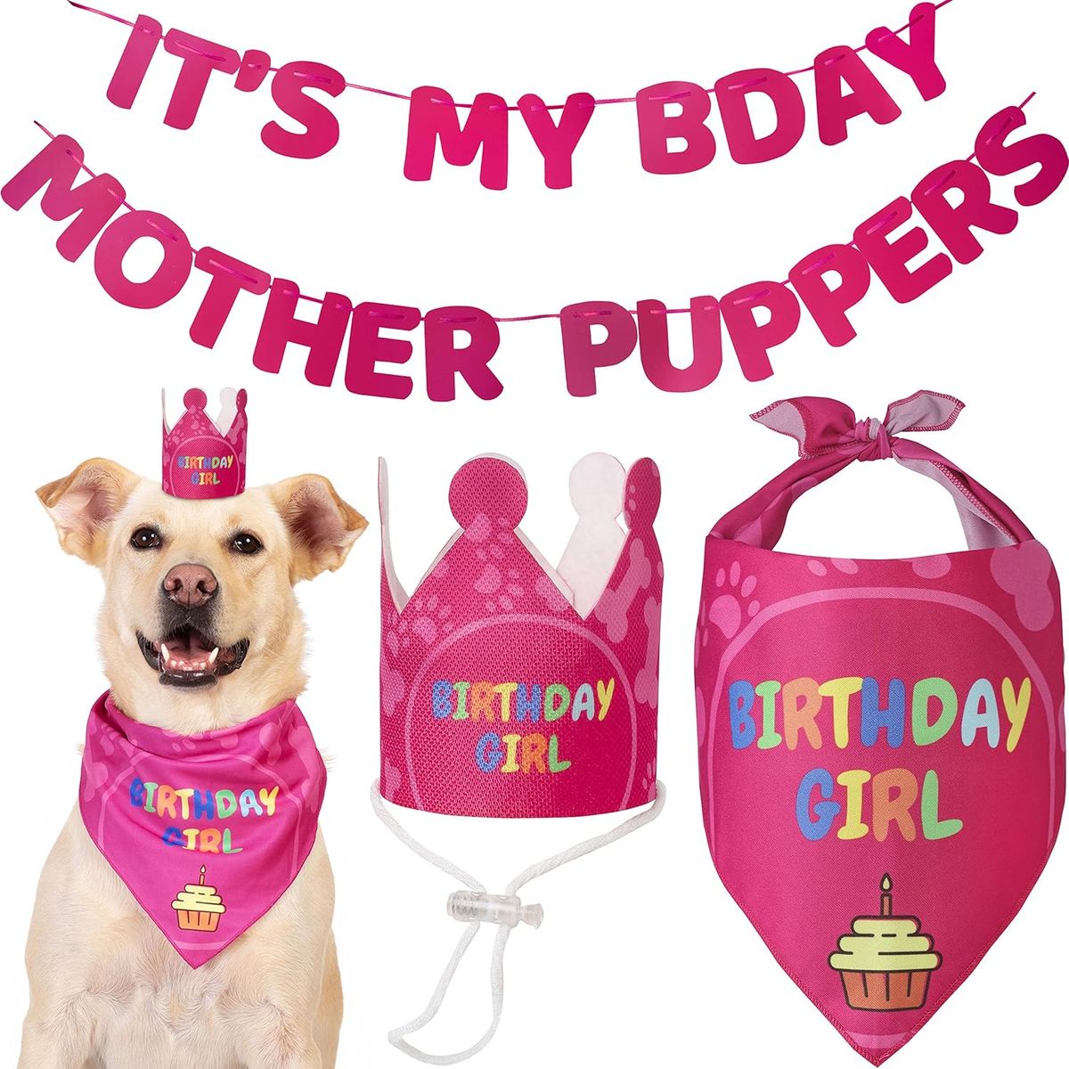 WELDMON - Productos para fiestas de cumplea?os de perros Rosa L