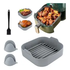 KUANGYE - Kit De Cesto Bandeja Silicona Para Airfryer Freidora Aire