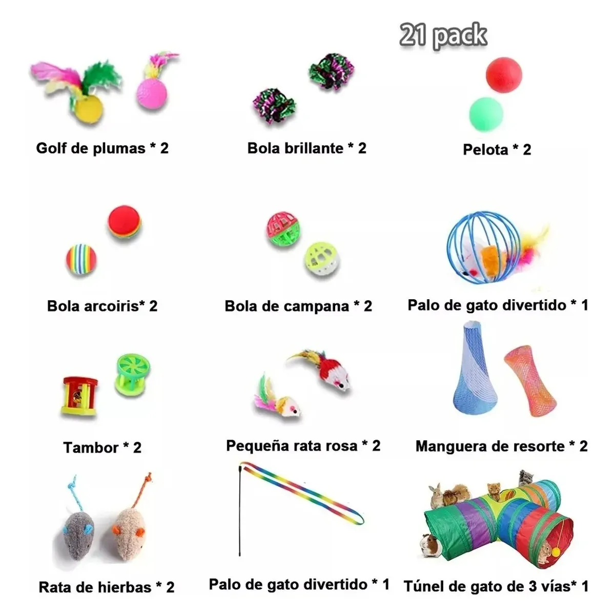 TNAKIEX - Divertido Tunel Plegable Gato 3 Vías D Juego Mascotas 3 Way