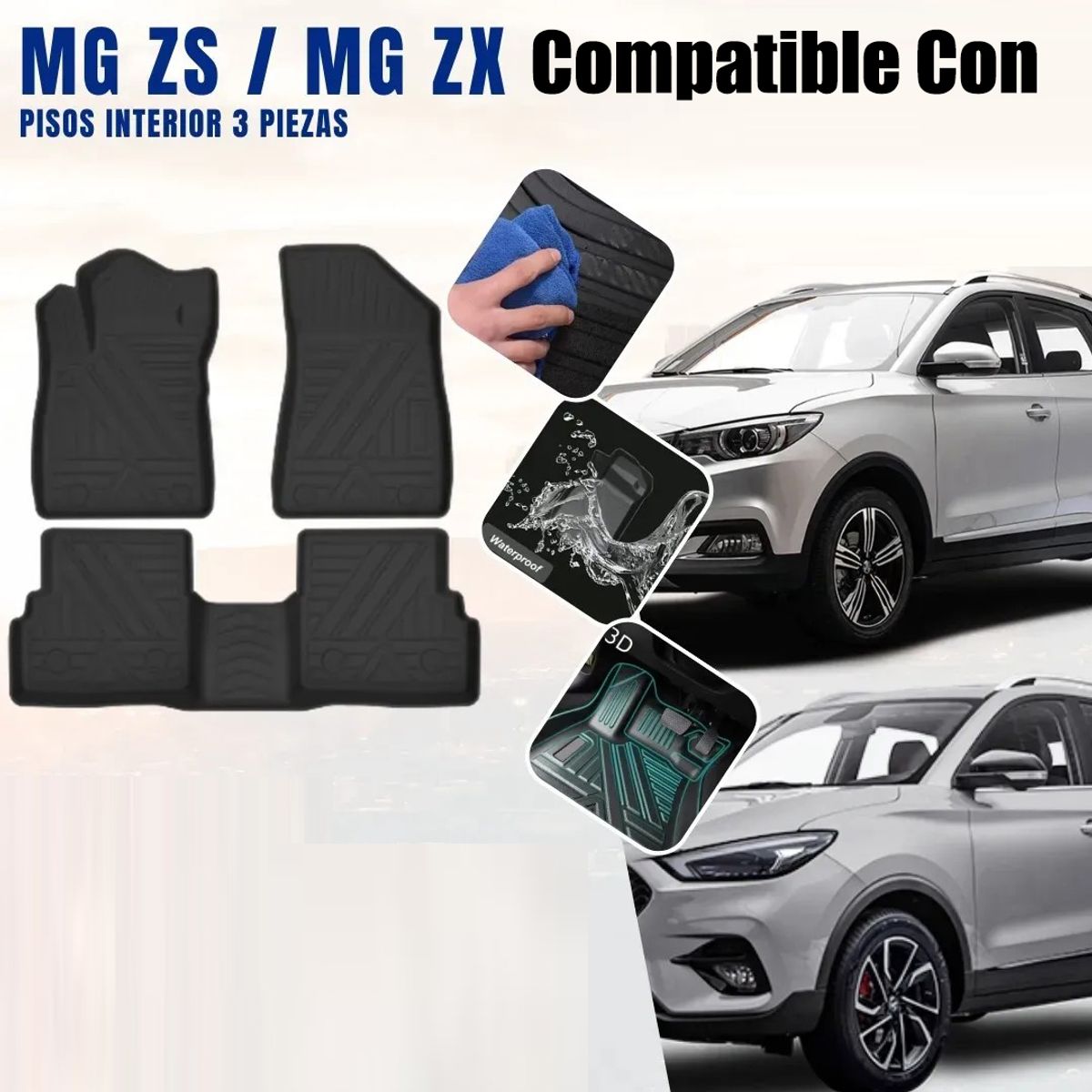 KUANGYE - Cubre Pisos Calce Para Mg Zs Y Mg Zx Años 2017- Actual Negro