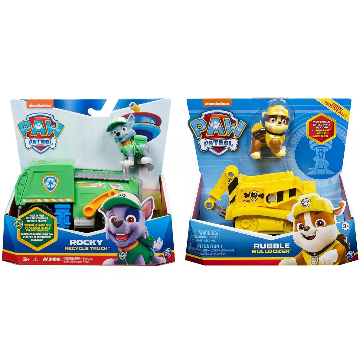 PAW PATROL - Pack Vehículo Básico Paw Patrol Rocky + Rubble