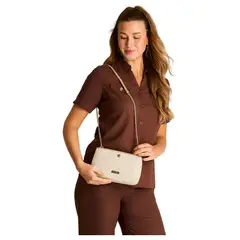 LORENZO DI PONTTI - Cartera Beige con Forro y Correa Larga