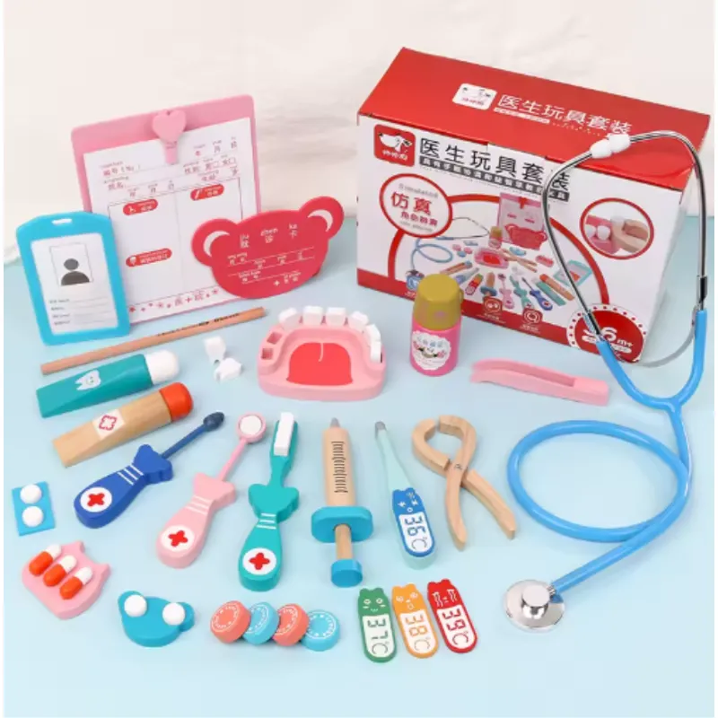 GENERICO - Set De Doctor madera niños estetoscopio real