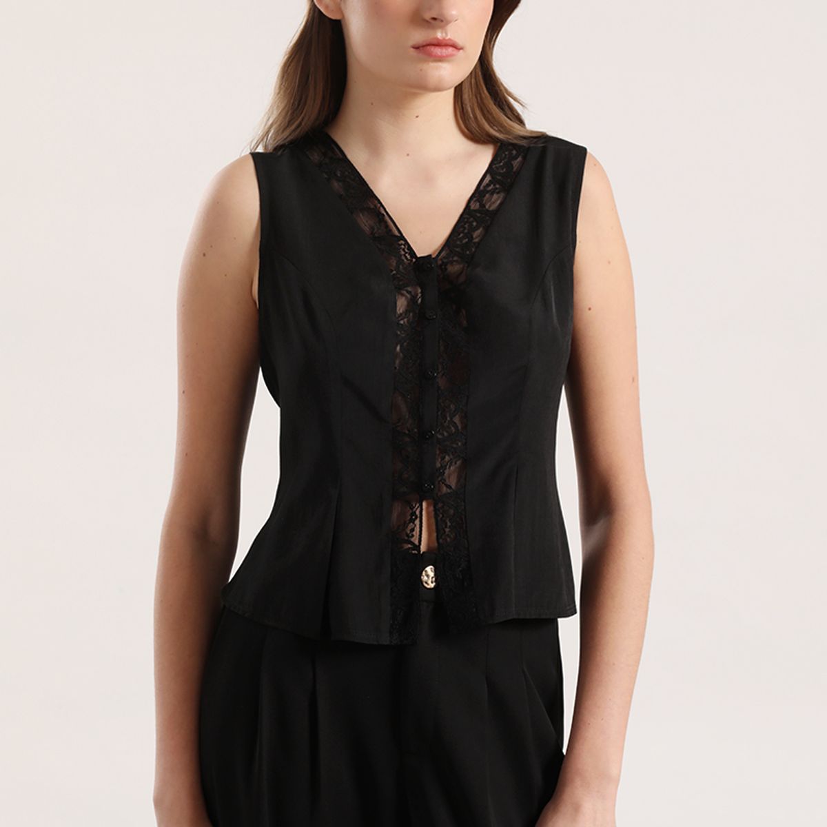 LIOLA - Blusa encaje Liola mujer negro