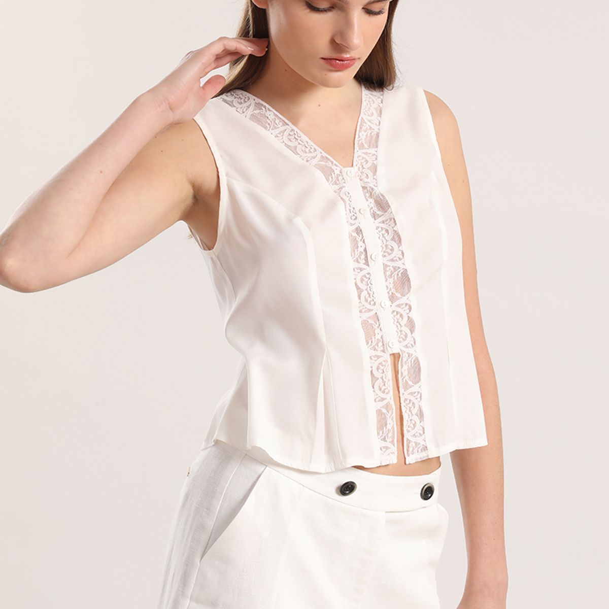 LIOLA - Blusa encaje Liola mujer crudo