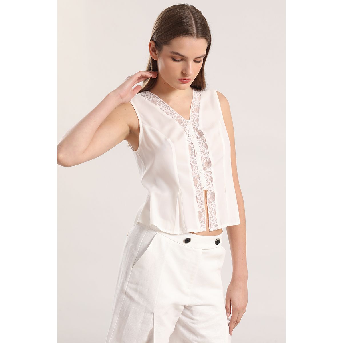 LIOLA - Blusa encaje Liola mujer crudo