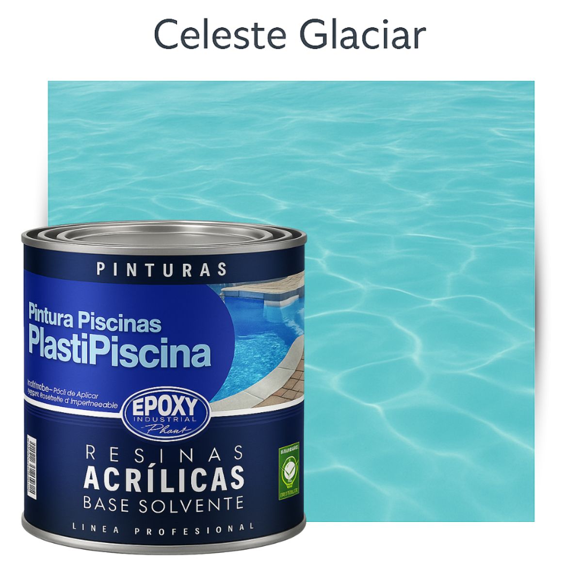 EPOXY - PINTURA PISCINA - PLASTIPISCINA - 1L TONO Celeste Glaciar