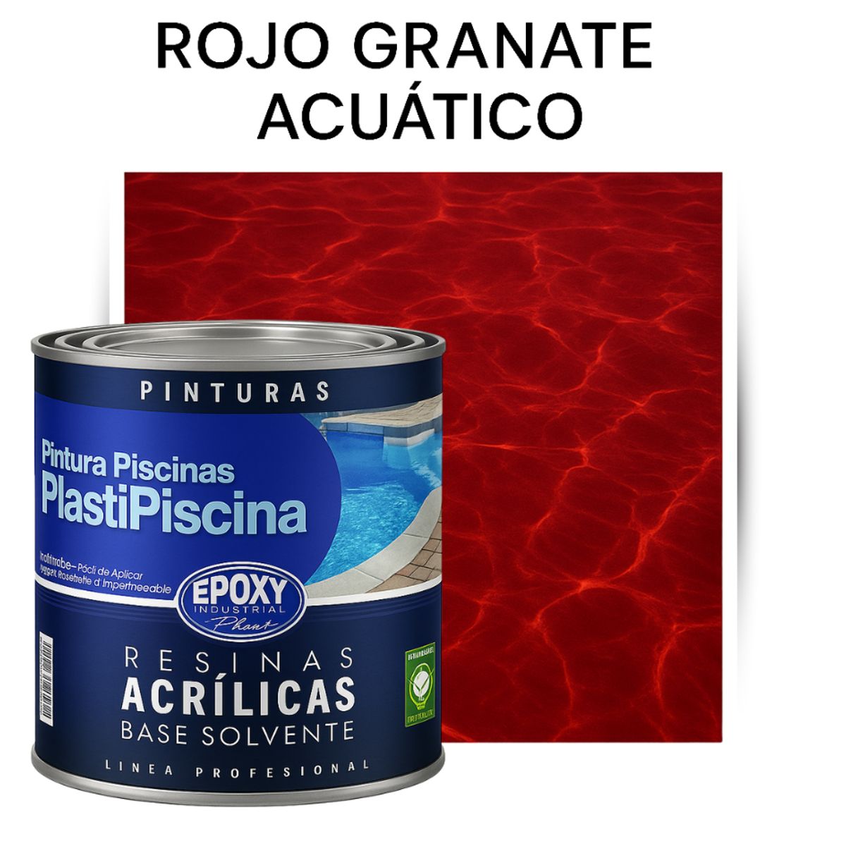 EPOXY - PINTURA PISCINA - PLASTIPISCINA - 1L TONO Rojo Granate Acuático