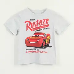 DISNEY - Polera Manga Corta Niño Gris Rayo McQueen Cars