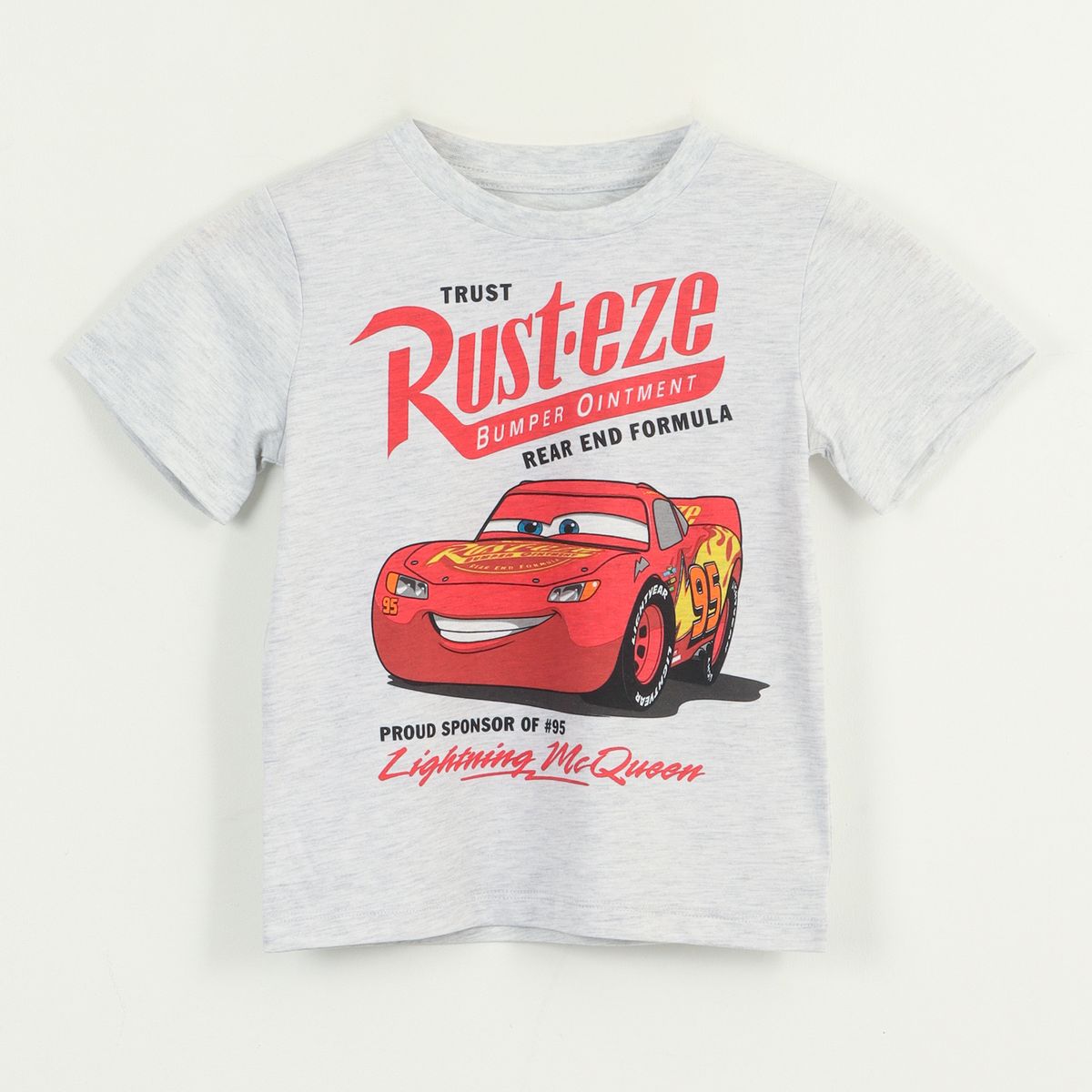 DISNEY - Polera Manga Corta Niño Gris Rayo McQueen Cars