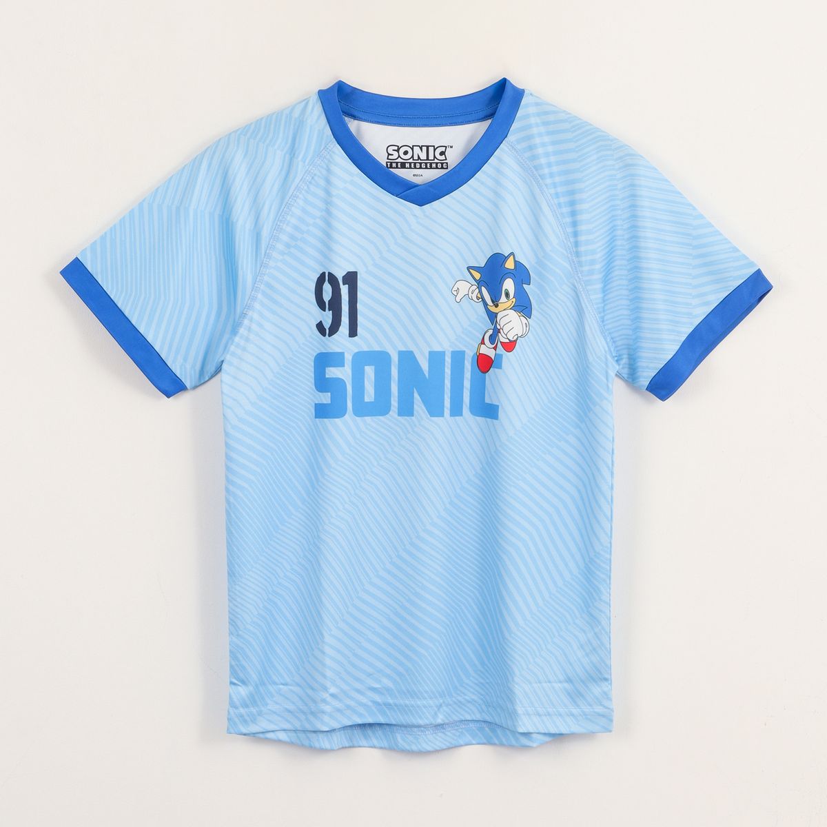 SONIC - Polera Manga Corta Niño Celeste Fútbol Sonic