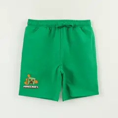 MINECRAFT - Short Niño Verde Bolsillo Trasero Creeper