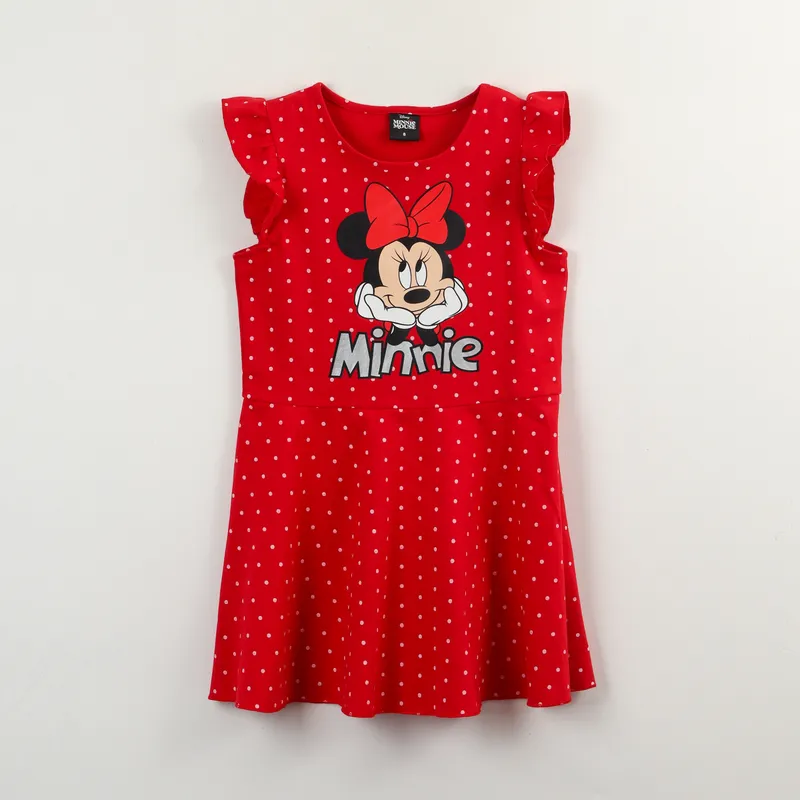 DISNEY - Vestido Niña Rojo Puntos Minnie Disney