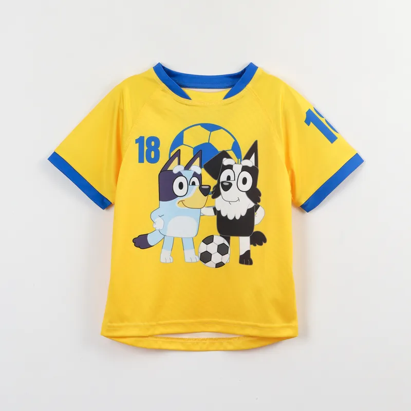 BLUEY - Polera Manga Corta Niño Amarillo Fútbol Bluey