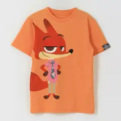 DISNEY - Polera Manga Corta Niño Naranja Nick Zootopia