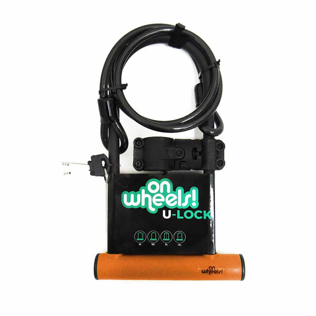 ONWHEELS - Candado U-lock Onwheels Largo Con Piola Y Soporte - Naranjo
