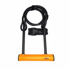 ONWHEELS - Candado U-lock Largo Con Piola Y Soporte - Naranjo