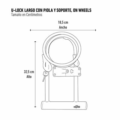Imagen 2 del producto Candado U-lock Largo Con Piola Y Soporte - Naranjo