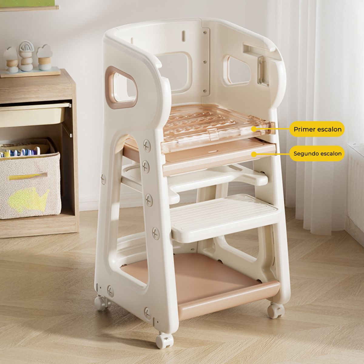 BEBESIT - Silla de Comer para Bebés TidyFeed Blanco Gris