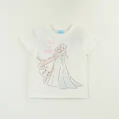 DISNEY - Polera Manga Corta Niña Blanco Elsa & Anna Frozen