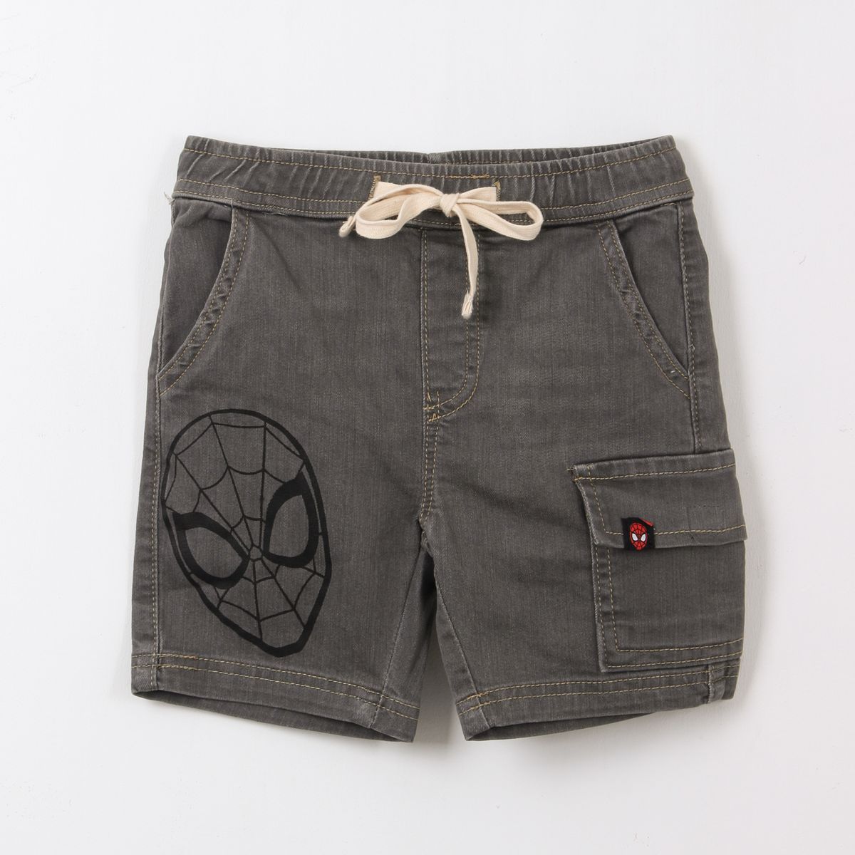 MARVEL - Short Niño Gris Cargo Denim Spiderman Marvel