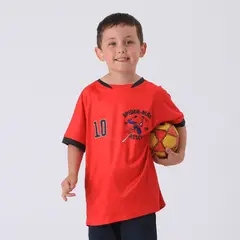 MARVEL - Polera Manga Corta Niño Rojo Fútbol Spiderman