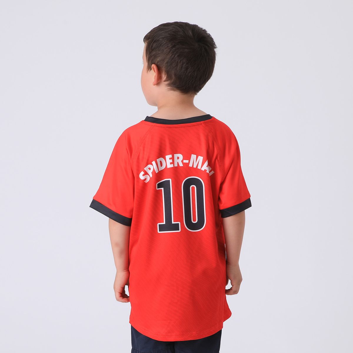 MARVEL - Polera Manga Corta Niño Rojo Fútbol Spiderman Marvel