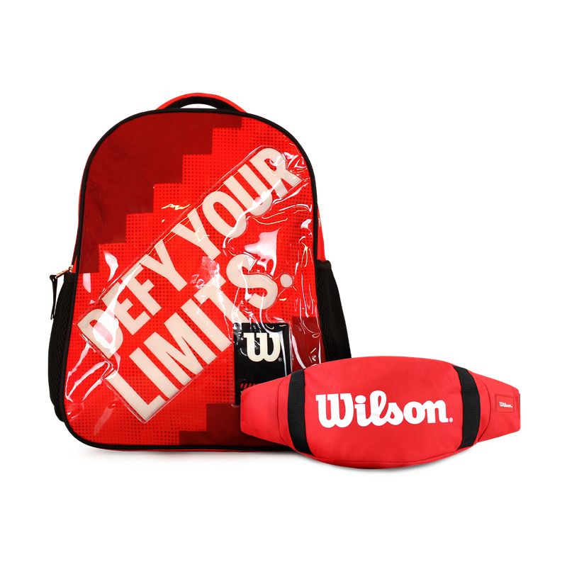 WILSON - Pack Wilson mochila infantil Logan azul + banano Oval rojo