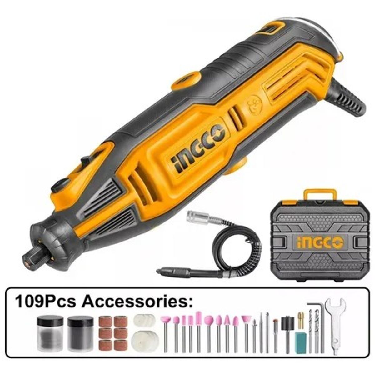 INGCO - Mini Torno Electrico + 109 Accesorios 130W Ingco Mg13328-7