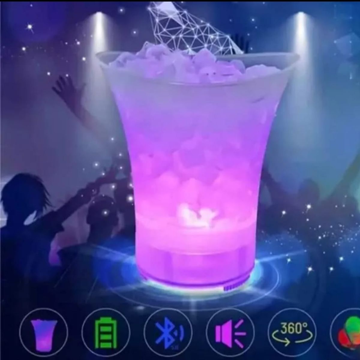 GENERICO - Cubeta Hielera Con Luz Led y Parlante top ventas