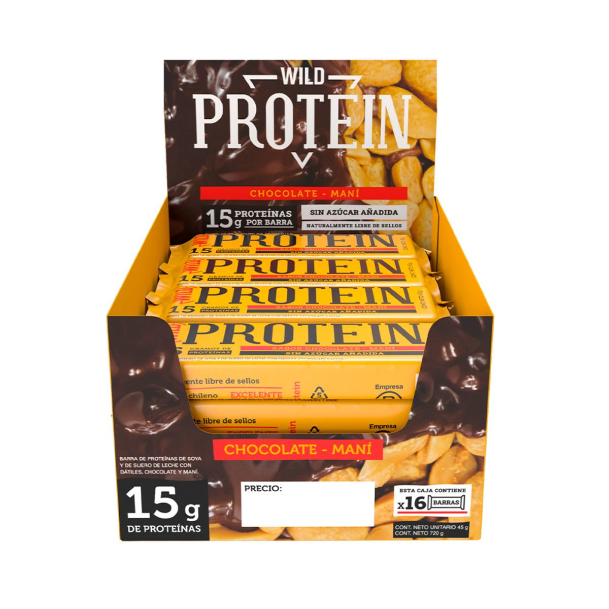 GENERICO - Wild Protein 15gr Chocolate Maní 16 unidades