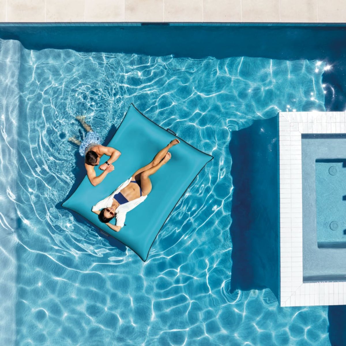 INTEX - Colchoneta Inflable INTEX Luxe Lounge 198 x 157 cm Azul