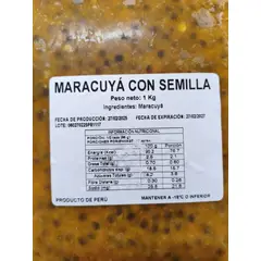 GENERICO - Pulpa natural de Maracuya con semillas - 1 kilo