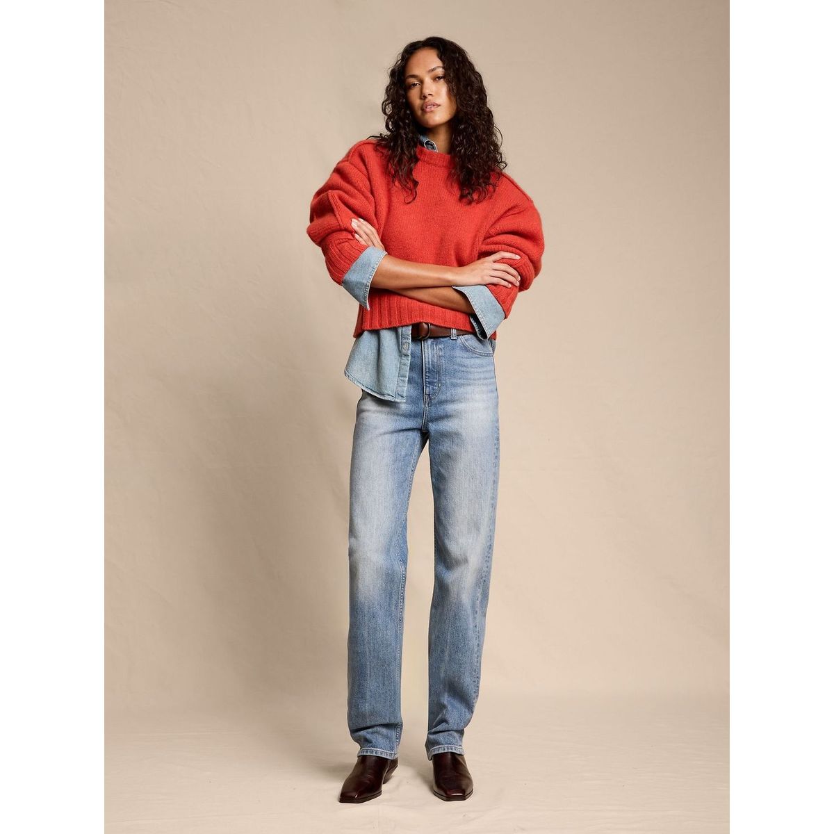 BANANA REPUBLIC - Jeans Mujer Tiro Alto 90'S Straight Celeste Banana Republic